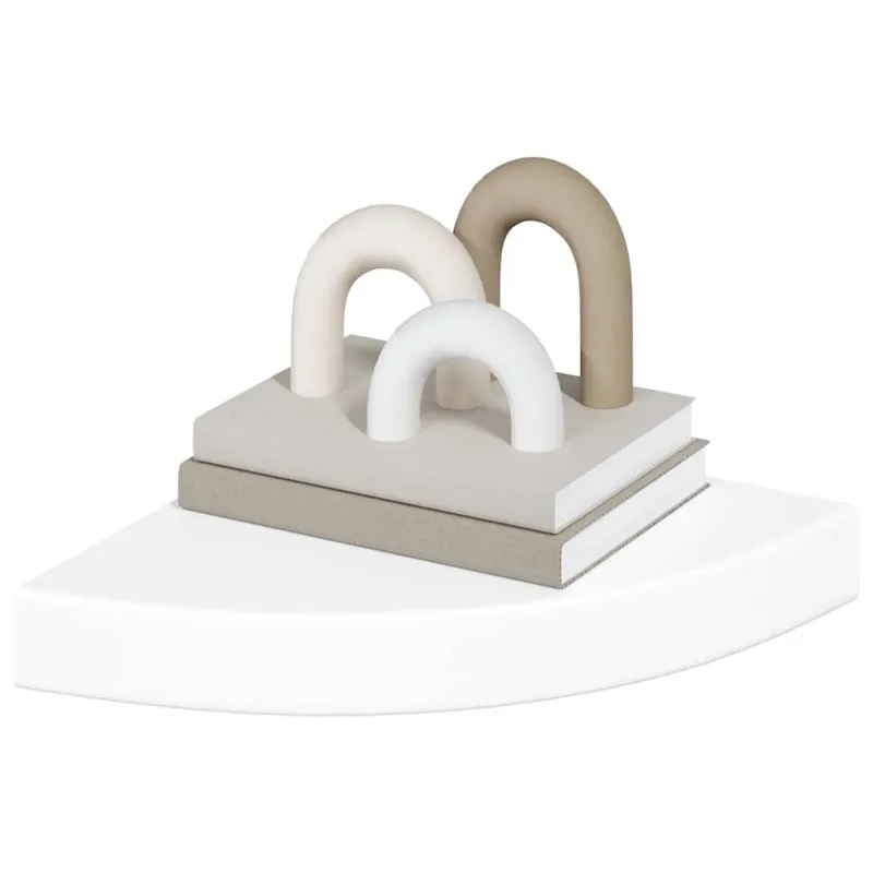 Kampinės lentynos, 4 vnt., blizgios baltos, 25x25x3,8 cm, MDF
