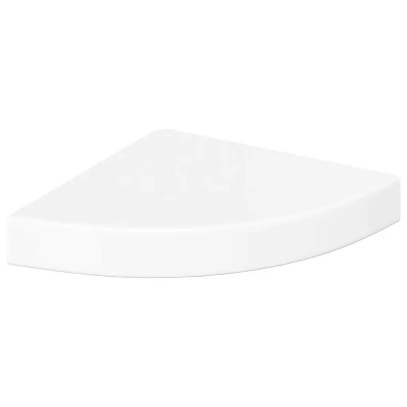 Kampinės lentynos, 4 vnt., blizgios baltos, 25x25x3,8 cm, MDF