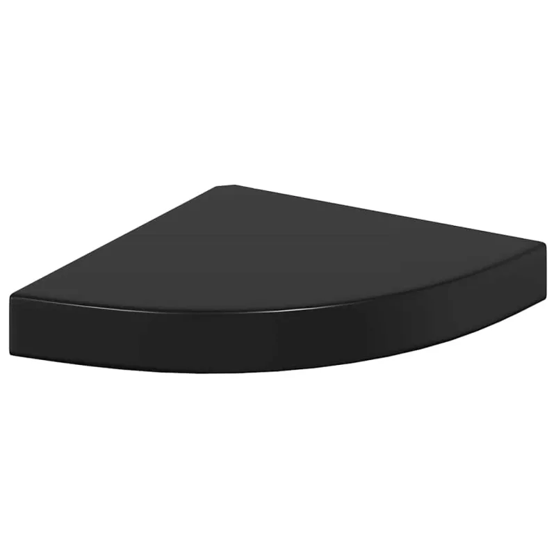 Pakabinamos kampinės lentynos, 4vnt., juodos, 25x25x3,8cm, MDF