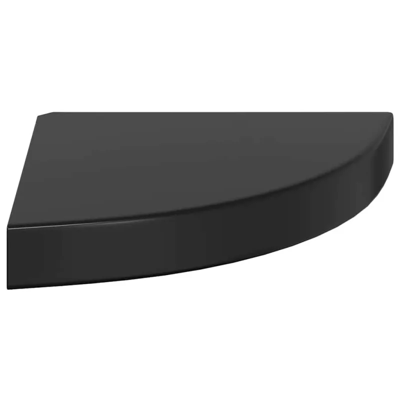 Pakabinamos kampinės lentynos, 4vnt., juodos, 25x25x3,8cm, MDF