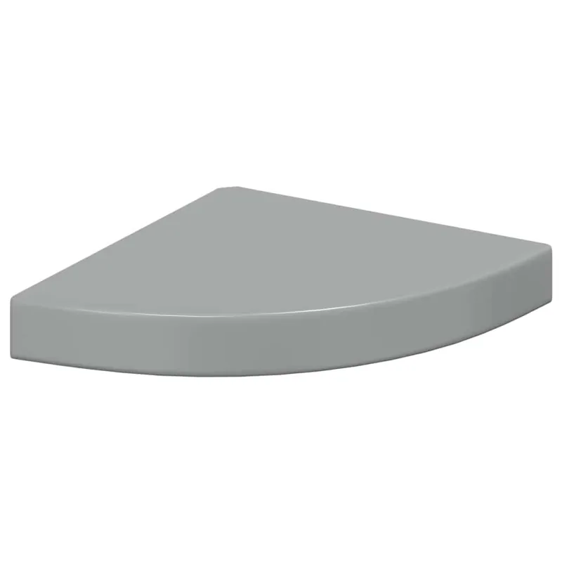 Pakabinamos kampinės lentynos, 2vnt., pilkos, 25x25x3,8cm, MDF