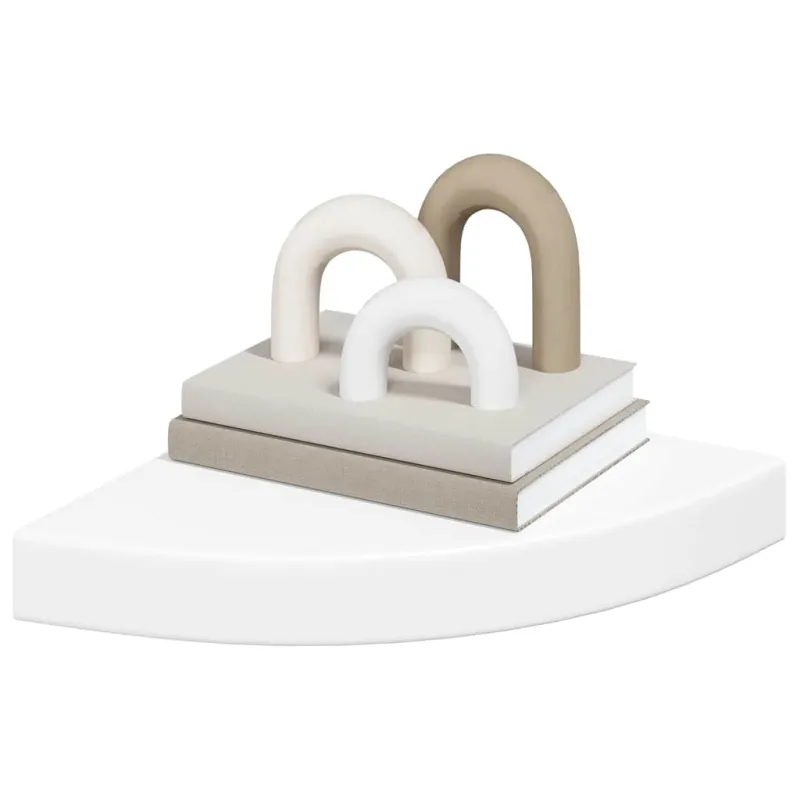 Pakabinama kampinė lentyna, baltos spalvos, 25x25x3,8cm, MDF