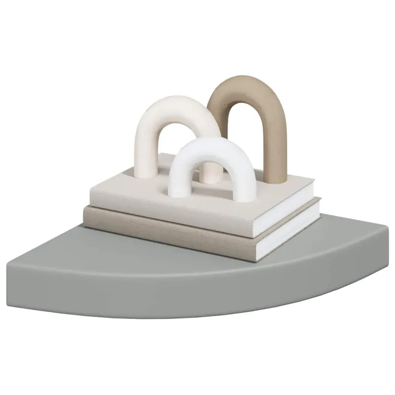 Pakabinamos kampinės lentynos, 4vnt., pilkos, 25x25x3,8cm, MDF