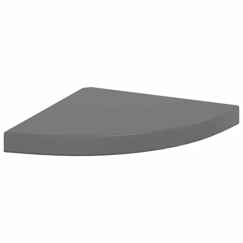 Pakabinamos kampinės lentynos, 4vnt., pilkos, 35x35x3,8cm, MDF