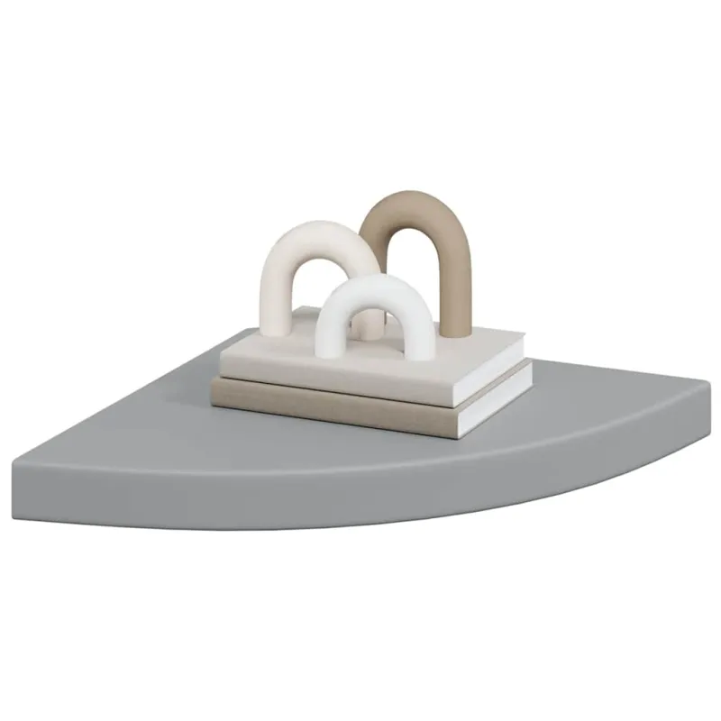 Pakabinama kampinė lentyna, pilkos spalvos, 35x35x3,8cm, MDF