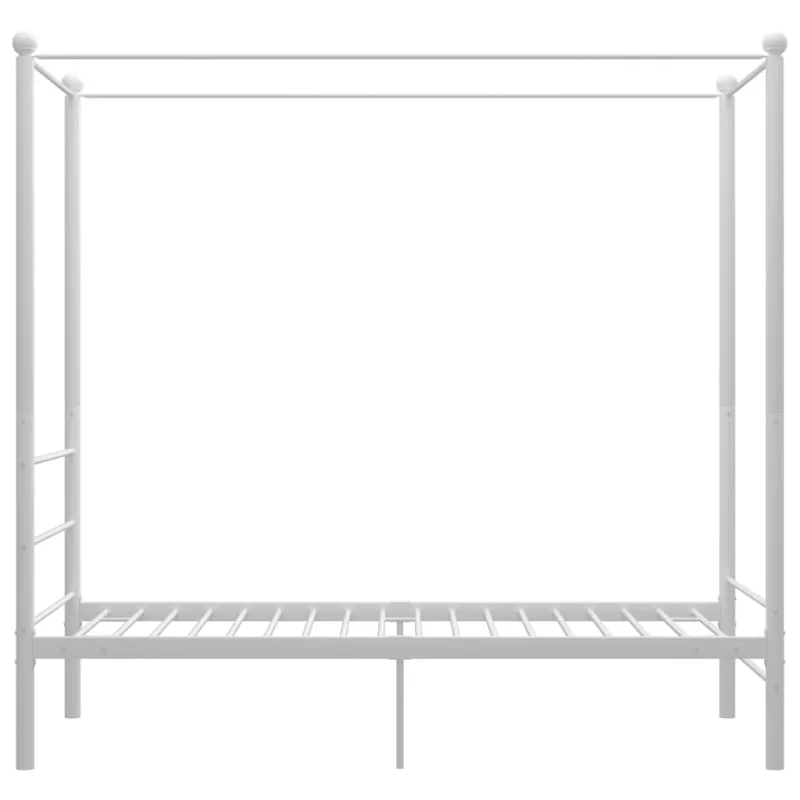 Lovos rėmas su baldakimu, baltos spalvos, 90x200cm, metalas