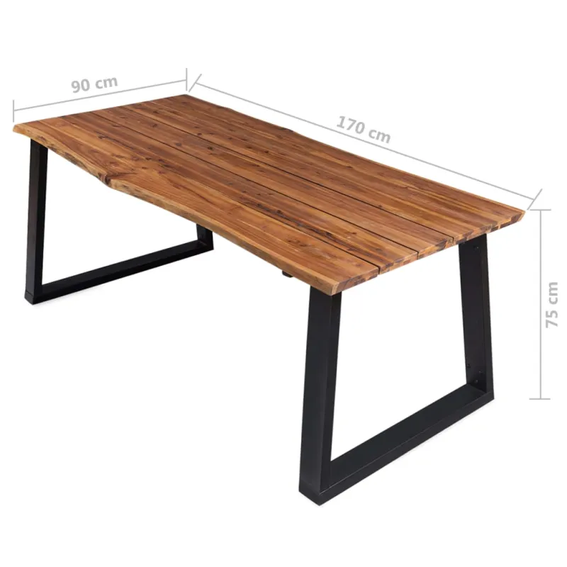 Valgomojo stalas, 170x90x75cm, akacijos medienos masyvas