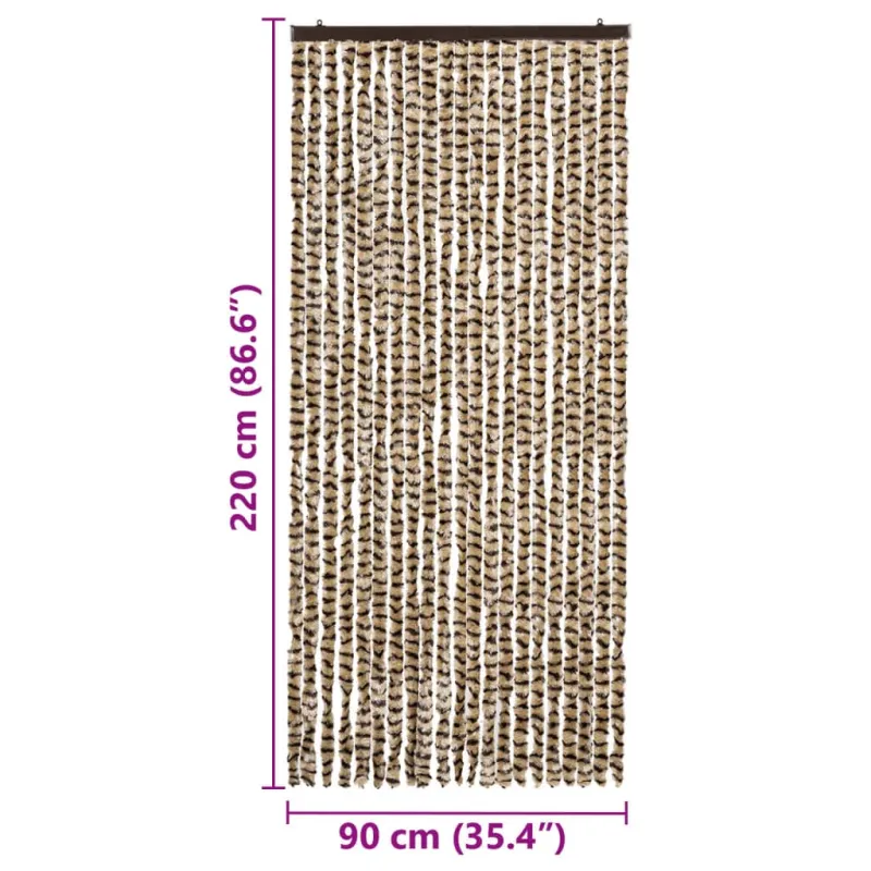 Užuolaida nuo vabzdžių, smėlio ir ruda, 90x220cm šenilis