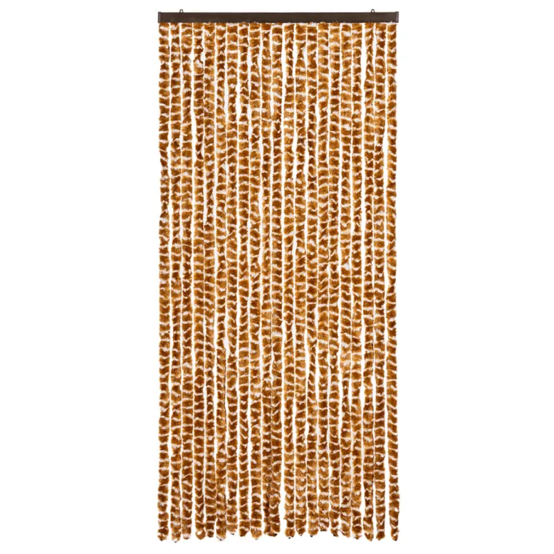 Užuolaida nuo vabzdžių, rusva ir balta, 90x220 cm, šenilis