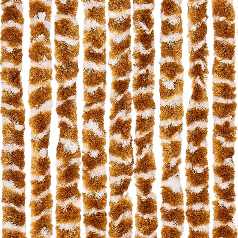 Užuolaida nuo vabzdžių, rusva ir balta, 100x220 cm, šenilis