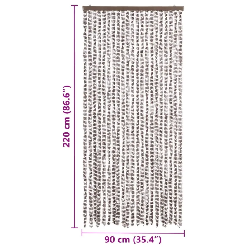 Užuolaida nuo vabzdžių, taupe ir balta, 90x220cm, šenilis