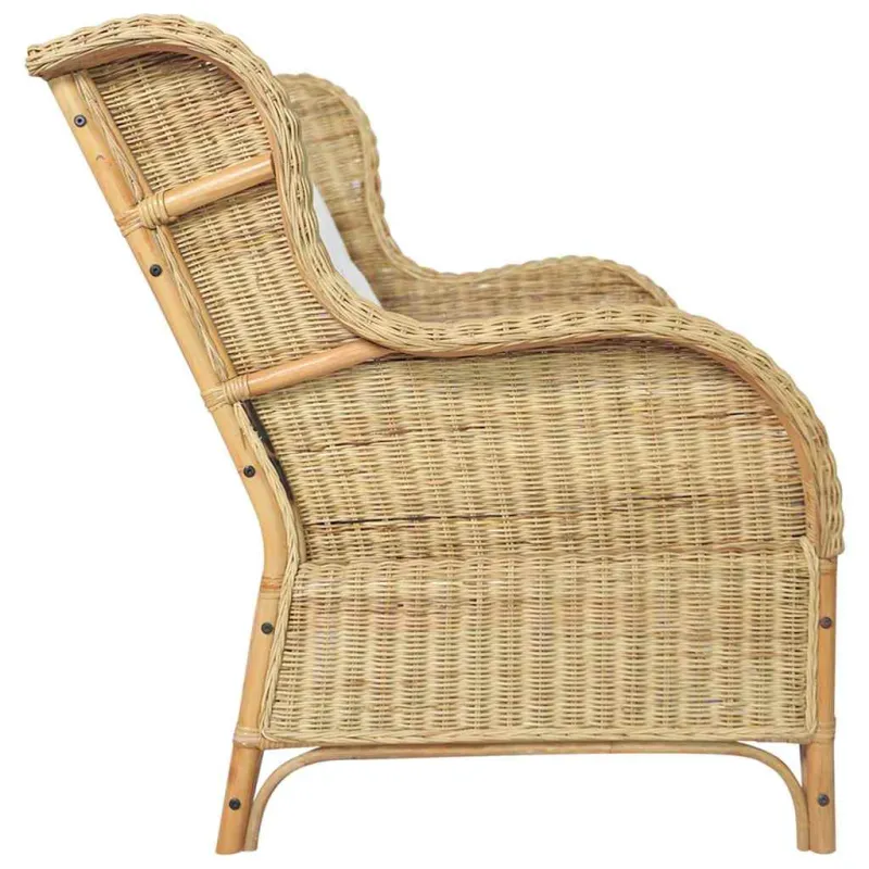 Dvivietė sofa, natūralus ratanas ir linas