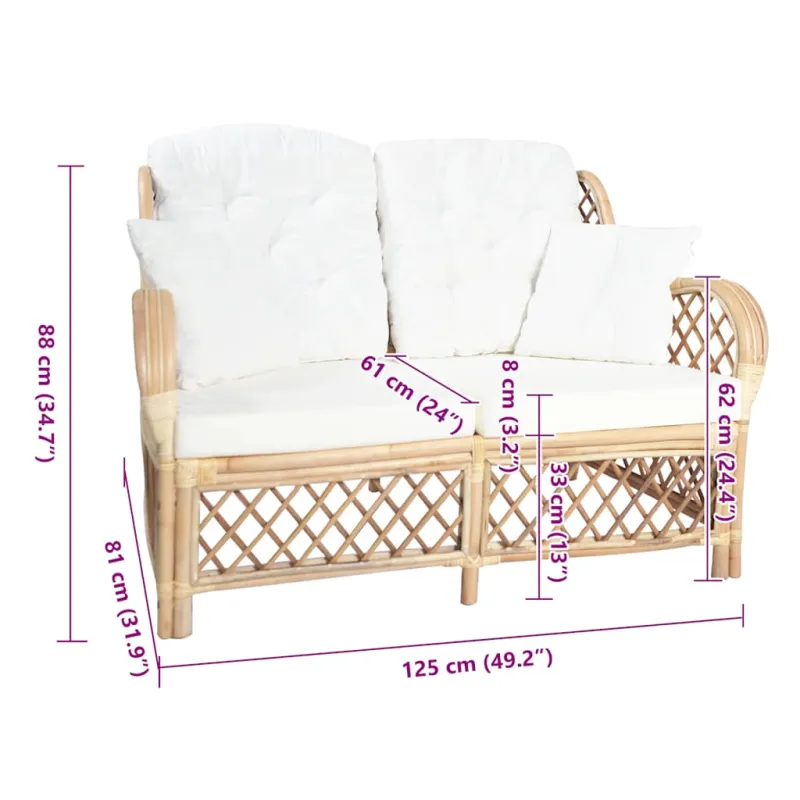 Dvivietė sofa, ratanas