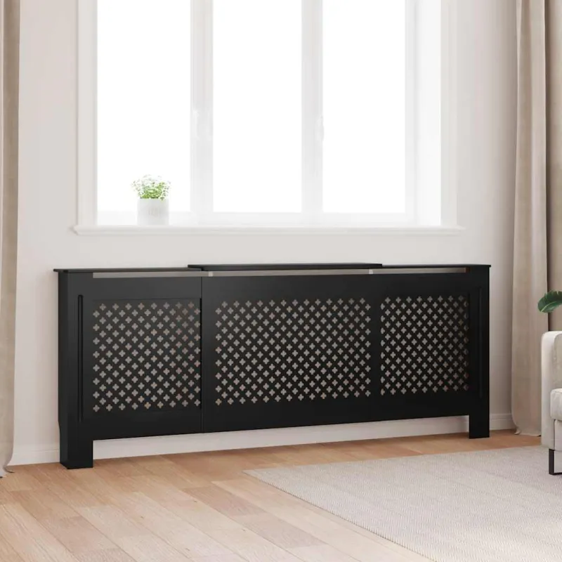Radiatoriaus uždangalas, juodos spalvos, 205cm, MDF