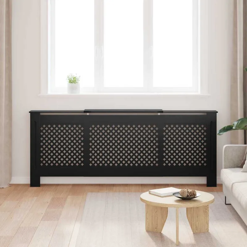 Radiatoriaus uždangalas, juodos spalvos, 205cm, MDF