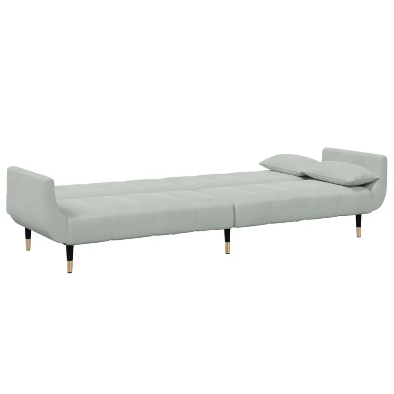 Dvivietė sofa-lova su pakoja, šviesiai pilkos spalvos, aksomas