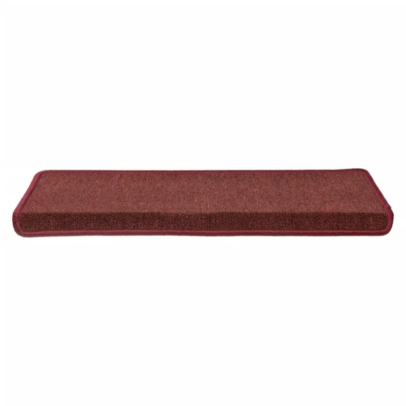 Laiptų kilimėliai, 15 vnt., 65x21x4 cm, bordo spalvos, stačiakampiai kraštai