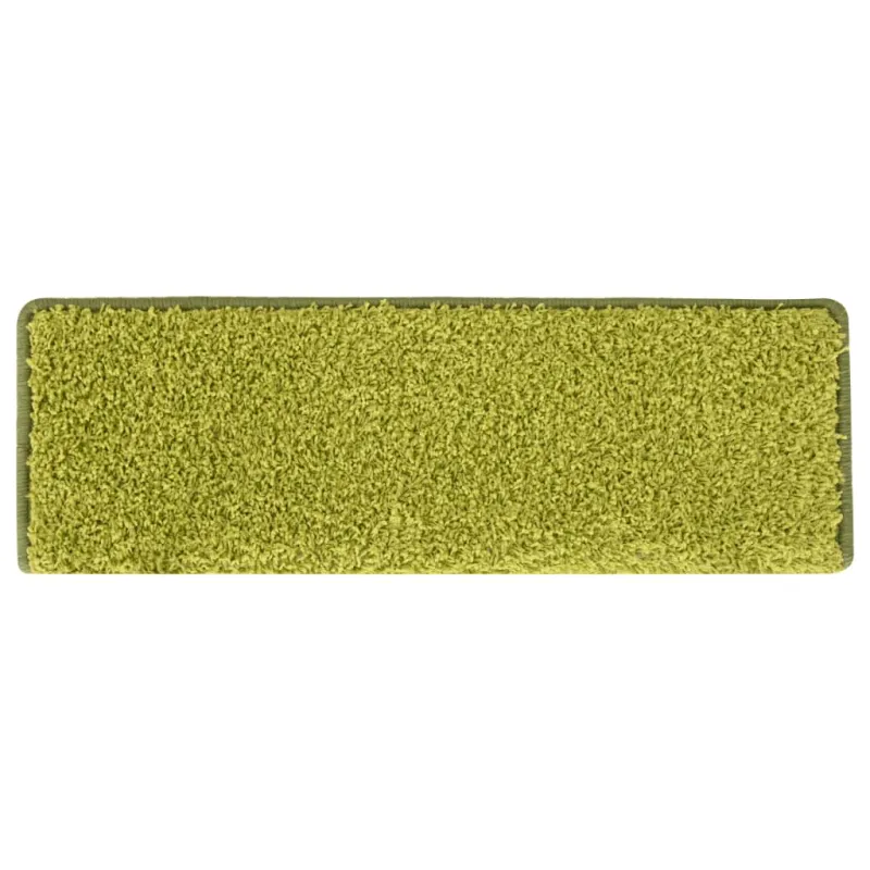 Laiptų kilimėliai, 15 vnt., 65x21x4 cm, žali, stačiakampiai kraštai