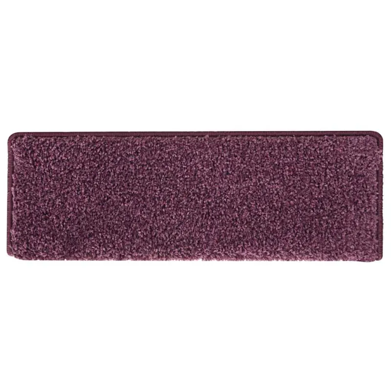 Laiptų kilimėliai, 15 vnt., 65x21x4 cm, tamsiai violetiniai, stačiakampiai kraštai