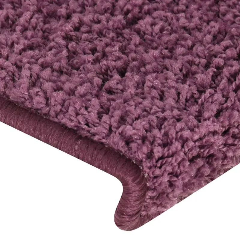 Laiptų kilimėliai, 15 vnt., 65x21x4 cm, tamsiai violetiniai, stačiakampiai kraštai