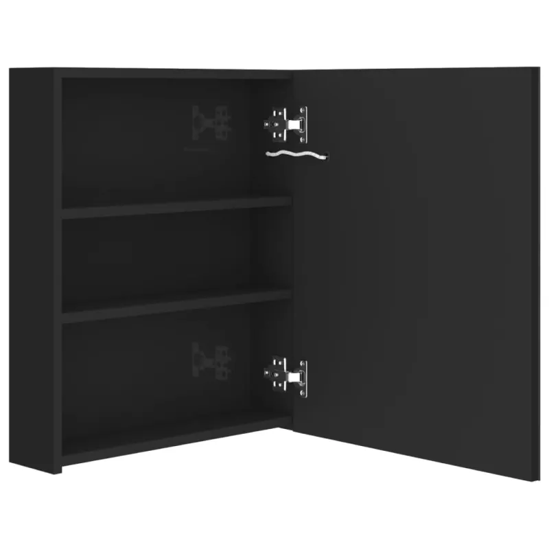 Veidrodinė vonios spintelė su LED apšvietimu, juoda, 50x14x60cm