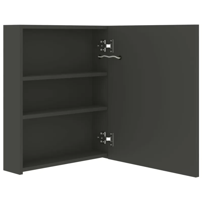 Veidrodinė vonios spintelė su LED, antracito, 50x14x60cm