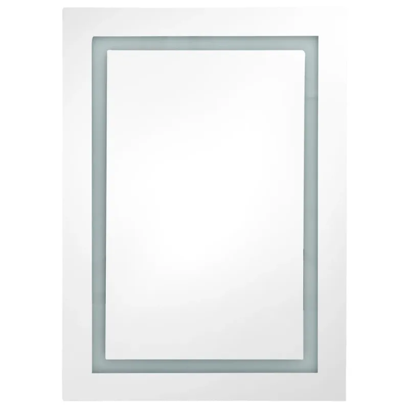 Veidrodinė vonios spintelė su LED, pilka, 50x13x70cm, blizgi