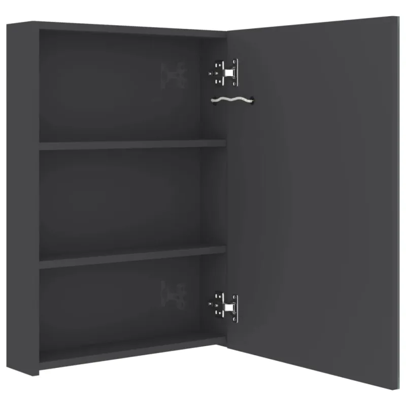 Veidrodinė vonios spintelė su LED, pilka, 50x13x70cm, blizgi