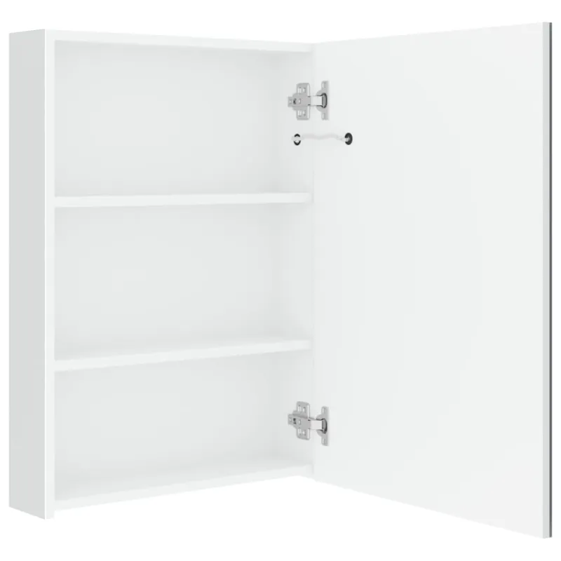 Veidrodinė vonios spintelė su LED, balta, 50x13x70cm, blizgi