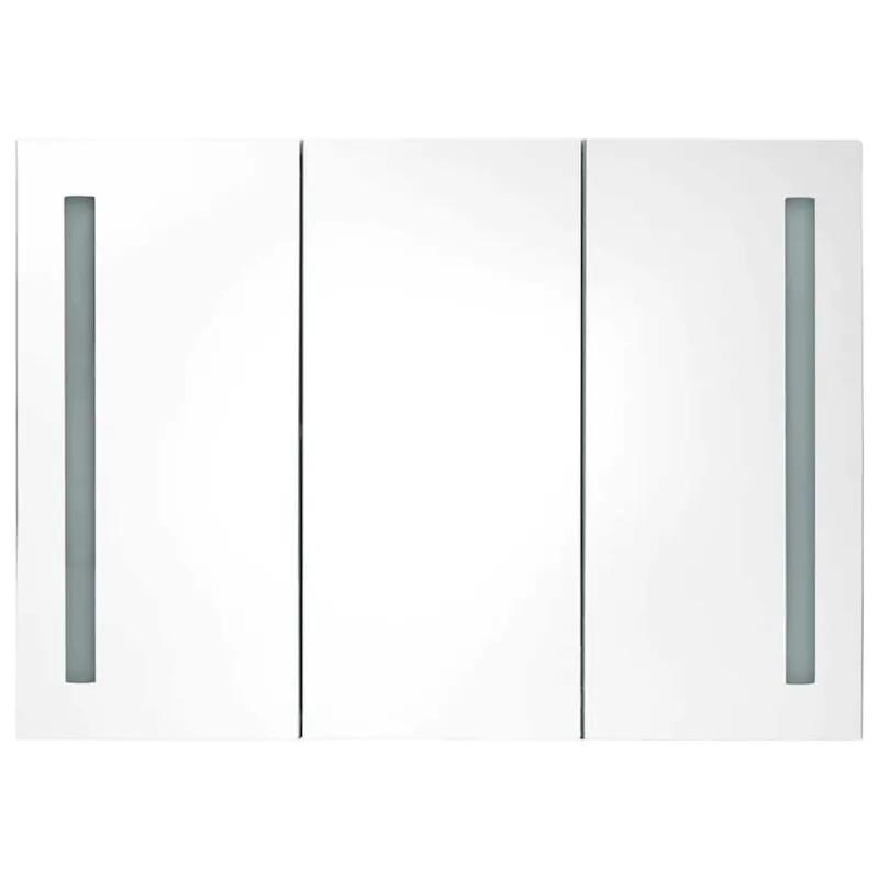 Veidrodinė vonios spintelė su LED apšvietimu, balta, 89x14x62cm
