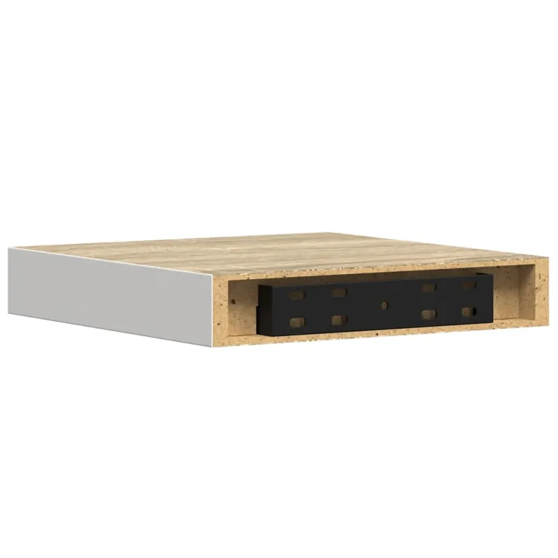 Pakabinamos lentynos, 2vnt., ąžuolo/baltos, 23x23,5x3,8cm, MDF