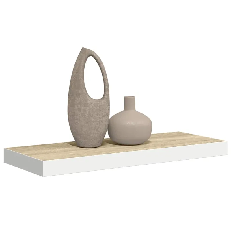 Pakabinama sieninė lentyna, ąžuolo/balta, 60x23,5x3,8cm, MDF