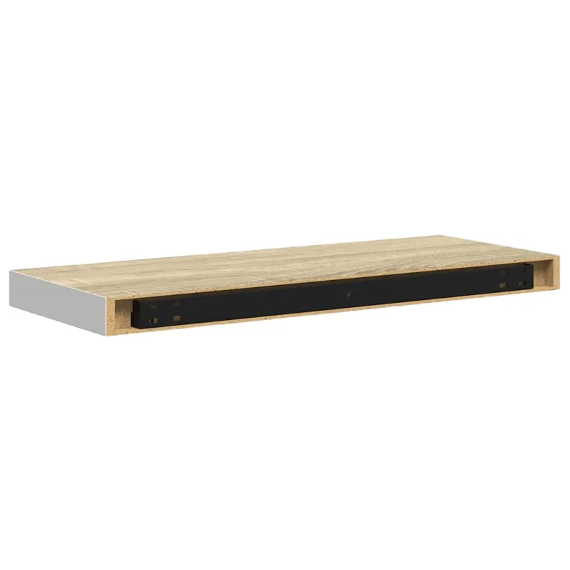 Pakabinamos lentynos, 4vnt., ąžuolo/baltos, 60x23,5x3,8cm, MDF