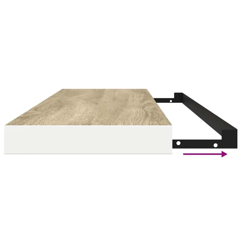 Pakabinama sieninė lentyna, ąžuolo/balta, 120x23,5x3,8cm, MDF