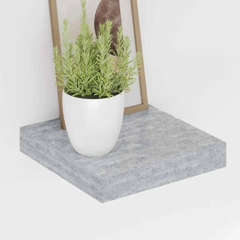 Pakabinama sieninė lentyna, betono pilka, 23x23,5x3,8cm, MDF