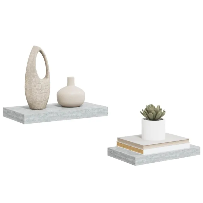 Pakabinamos sieninės lentynos, 2vnt., pilkos, 40x23x3,8cm, MDF