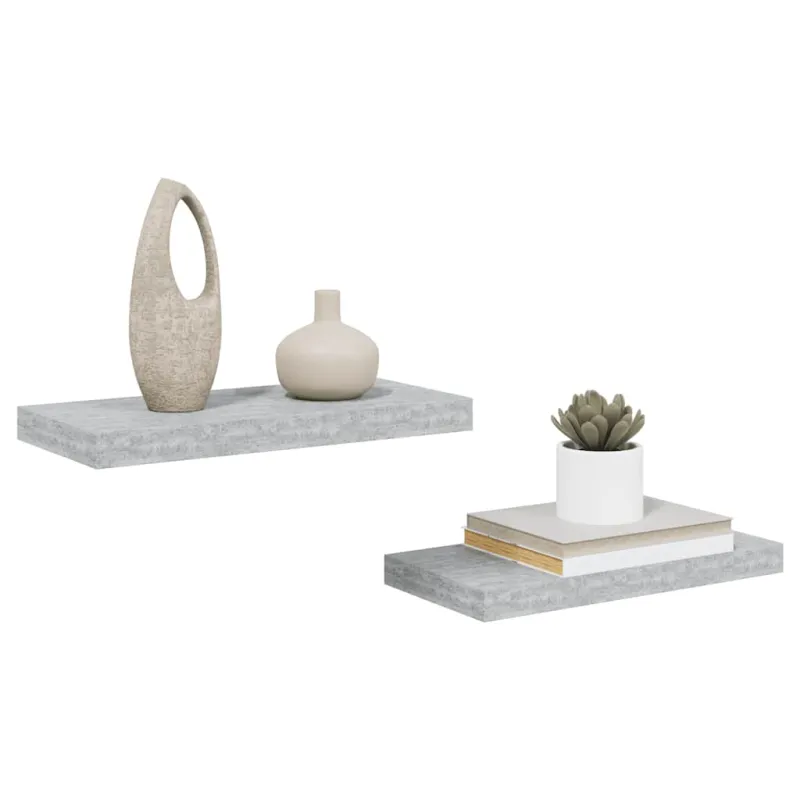 Pakabinamos sieninės lentynos, 2vnt., pilkos, 50x23x3,8cm, MDF