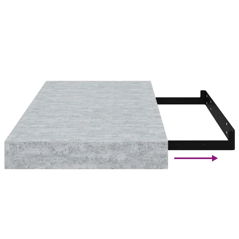 Pakabinamos sieninės lentynos, 2vnt., pilkos, 50x23x3,8cm, MDF