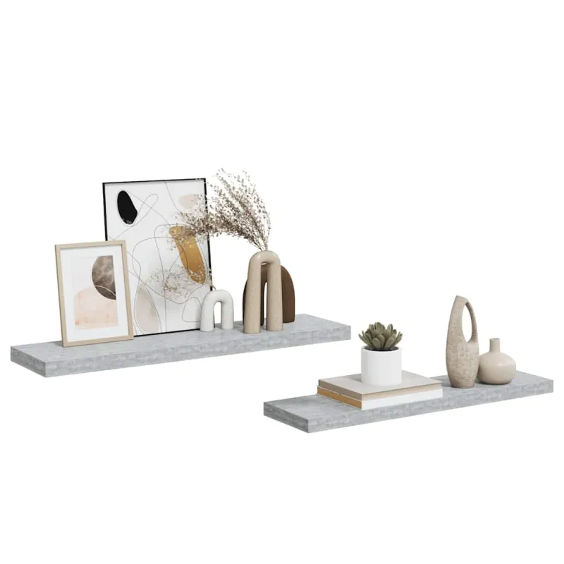 Pakabinamos lentynos, 2vnt., betono pilkos, 90x23,5x3,8cm, MDF
