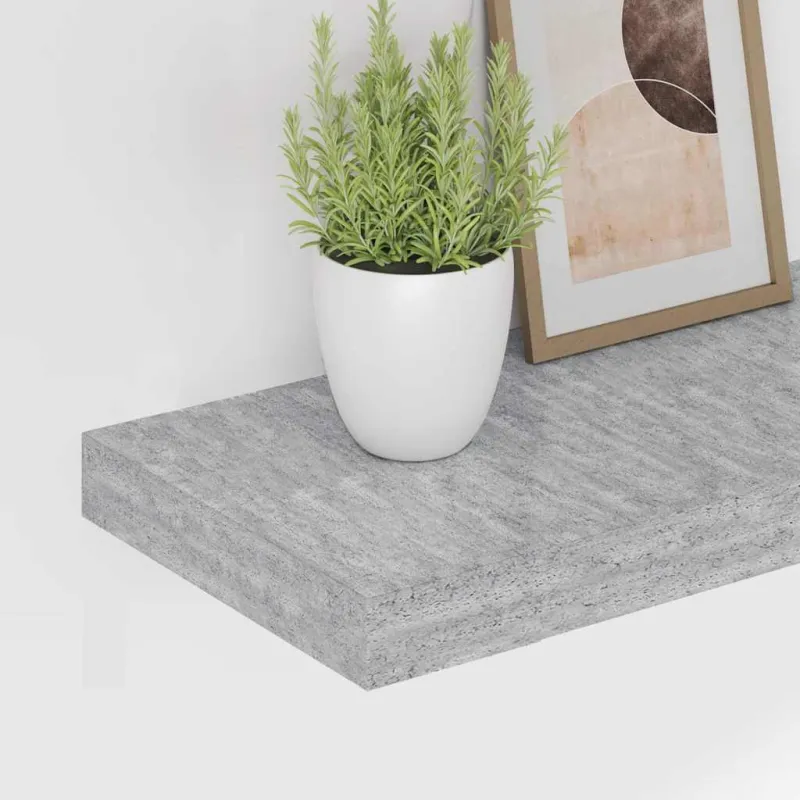 Pakabinamos lentynos, 4vnt., betono pilkos, 90x23,5x3,8cm, MDF