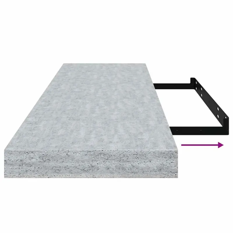 Pakabinamos lentynos, 4vnt., betono pilkos, 90x23,5x3,8cm, MDF