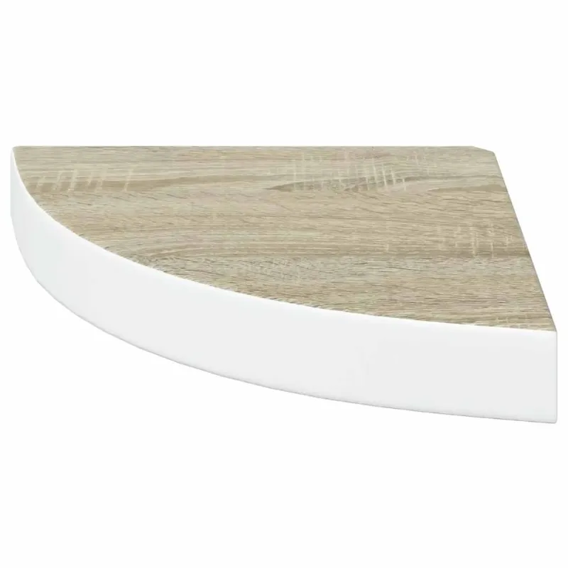 Sieninės lentynos, 2vnt., baltos/ąžuolo, 25x25x3,8cm, MDF