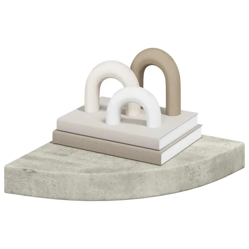 Sieninė kampinė lentyna, betono pilka, 25x25x3,8cm, MDF