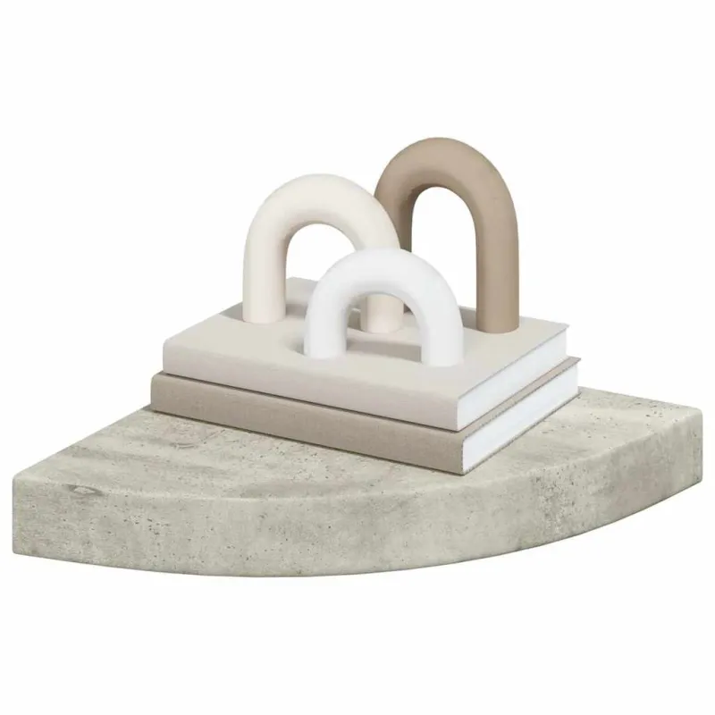 Sieninės kampinės lentynos, 4vnt., pilkos, 25x25x3,8cm, MDF