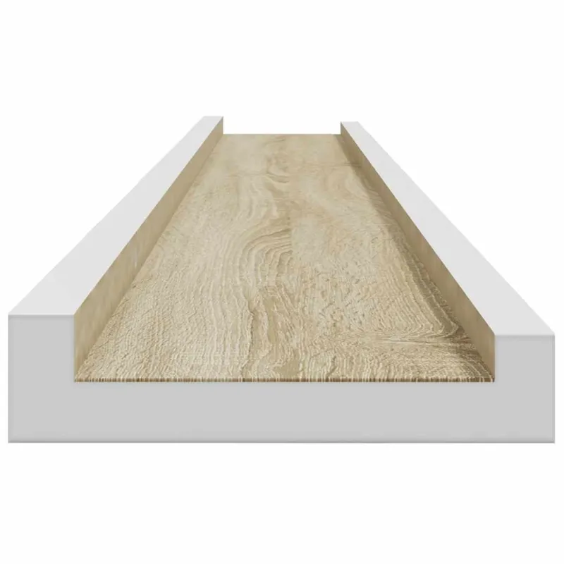 Sieninės lentynos, 2vnt., baltos ir ąžuolo spalvos, 100x9x3cm