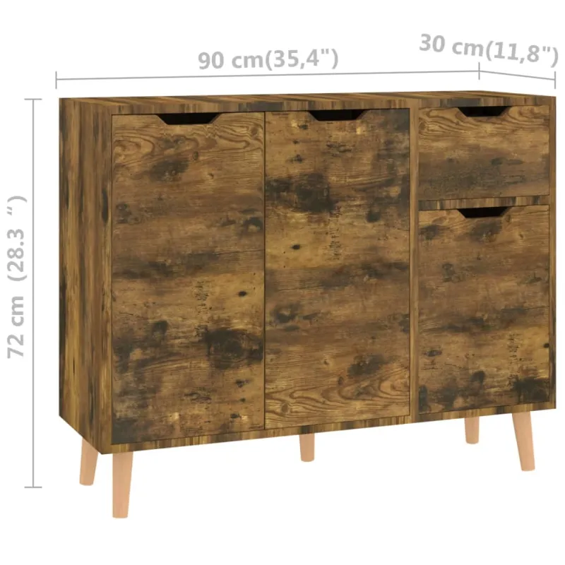 Šoninė spintelė, dūminė ąžuolo, 90x30x72cm, apdirbta mediena