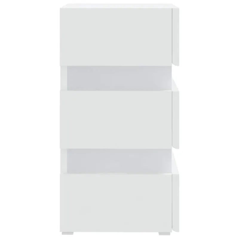 Naktinė spintelė su LED apšvietimu, balta, 45x35x67cm, mediena