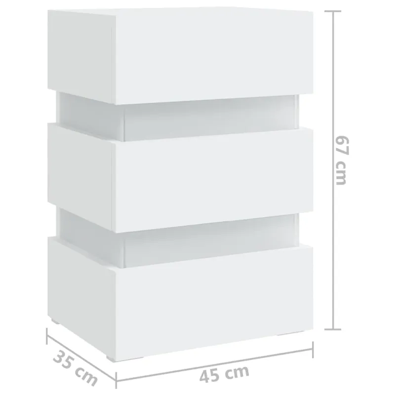 Naktinė spintelė su LED apšvietimu, balta, 45x35x67cm, mediena