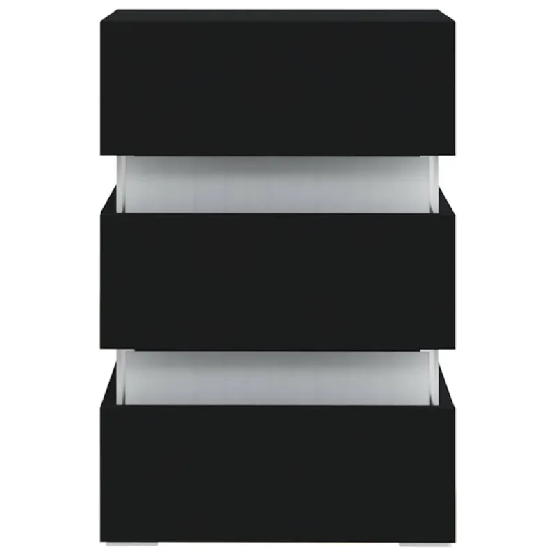 Naktinė spintelė su LED apšvietimu, juoda, 45x35x67cm, mediena
