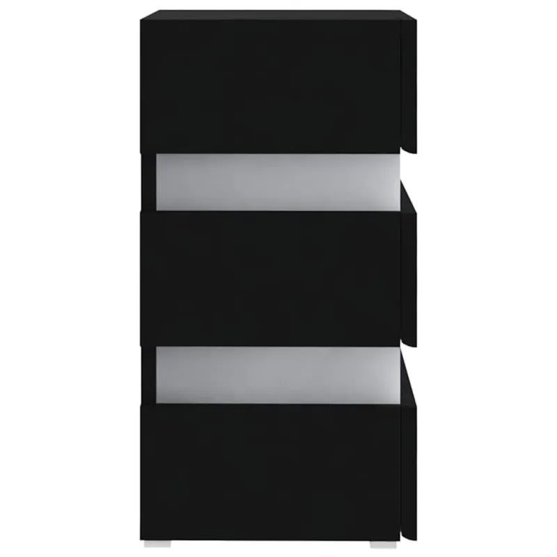 Naktinė spintelė su LED apšvietimu, juoda, 45x35x67cm, mediena